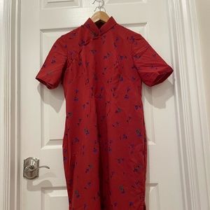 Handmade Vintage Red Floral Qipao